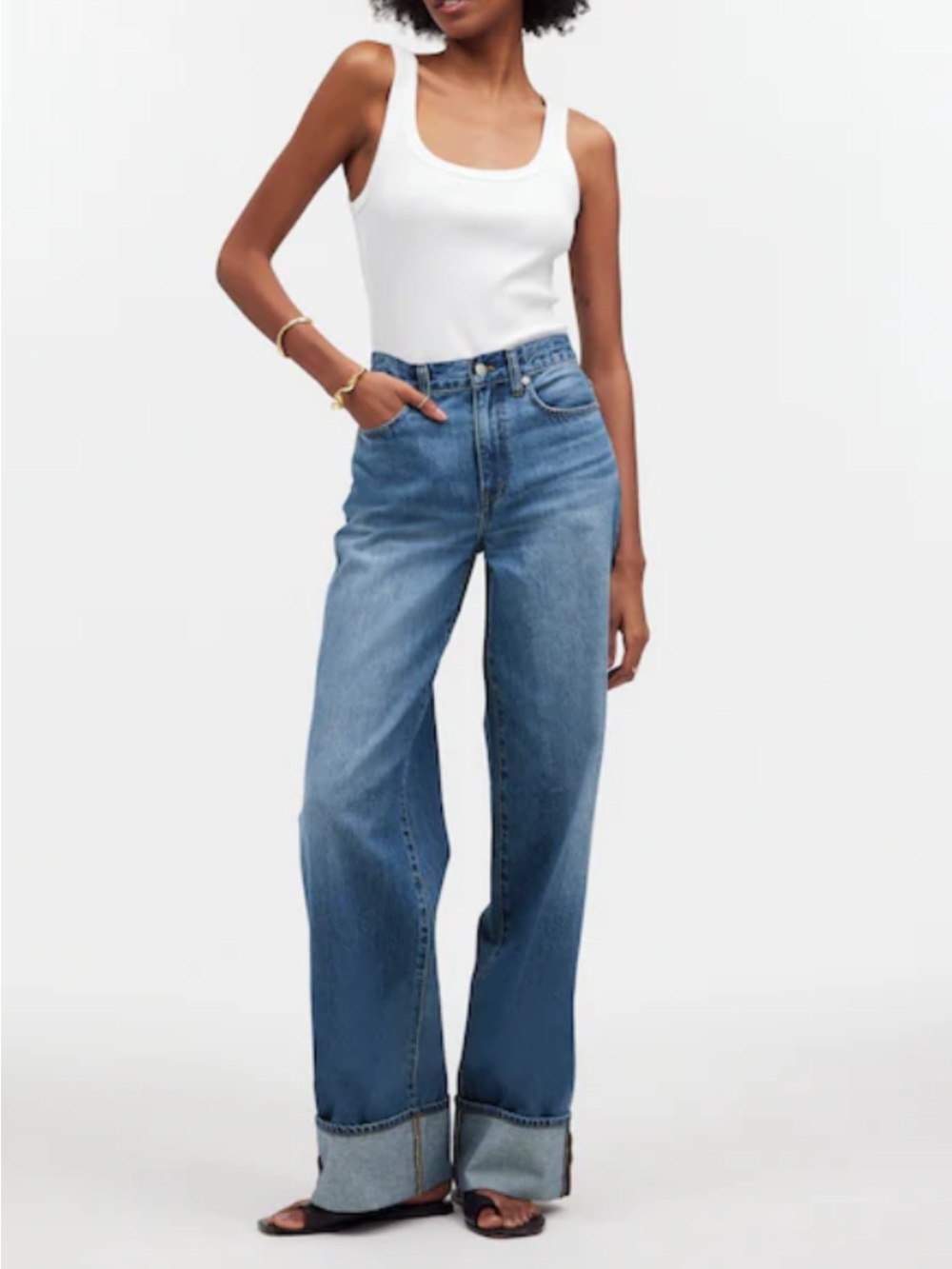 Madewell Wide Leg Jeans Cuffed size 26